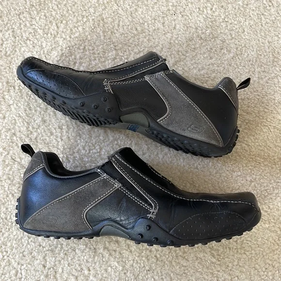 Sketchers Black Leather & Gray Suede Slip On Driving Shoes Size 9 - Picture 12 of 16